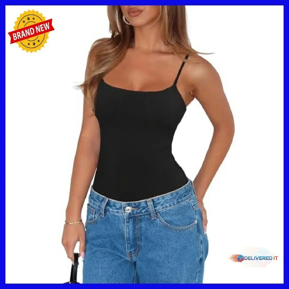 Sleeveless Square Neck Corset Bodysuit Adjustable Strap Backless Top